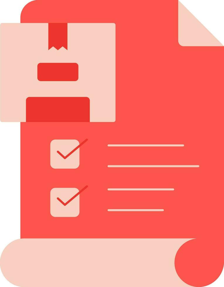 Parcel Checklist Icon In Red Color. vector