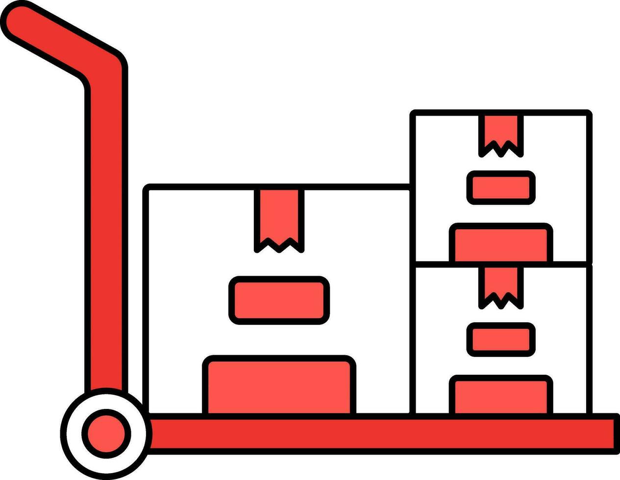 Parcel Trolley Icon Or Symbol In Red And White Color. vector