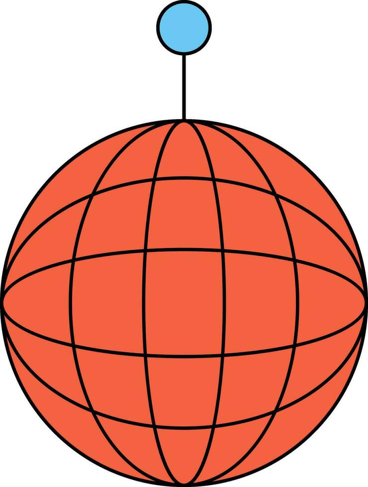 Flat Style Disco Ball Icon In Orange Color. vector