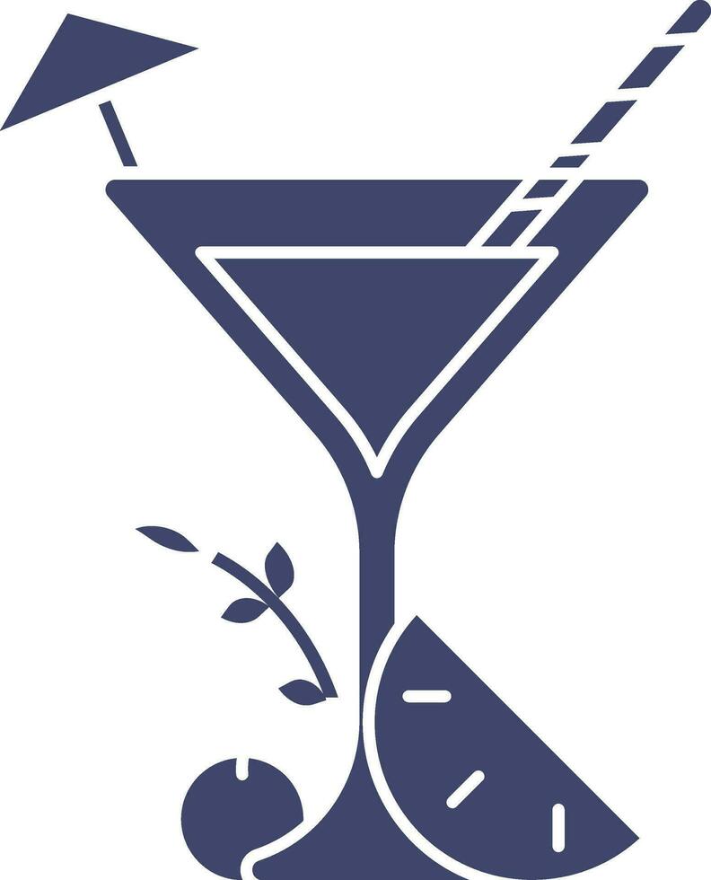 Isolated Martini Glass With Orange Slice Icon in Flat Style. vector