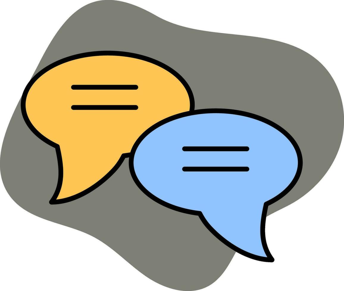 Blue And Yellow Color Chat Box Icon On Gray Background. vector