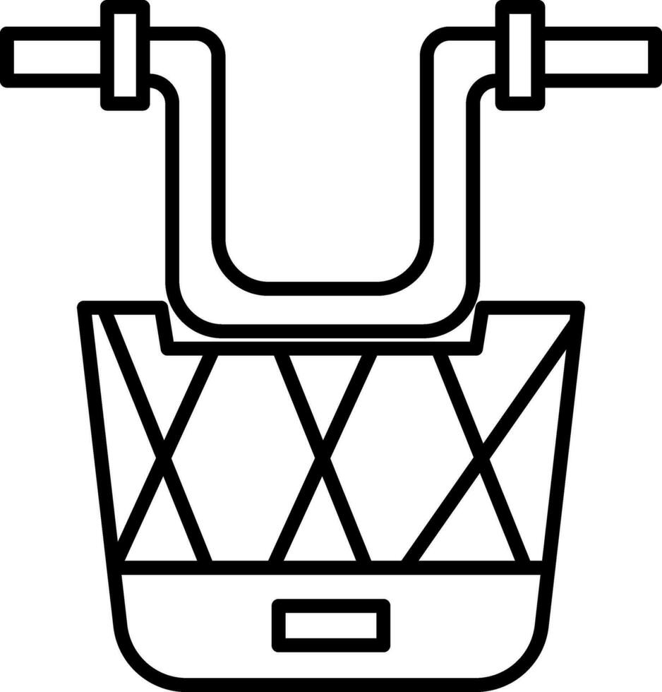 ilustración de bicicleta cesta icono en Delgado línea Arte. vector