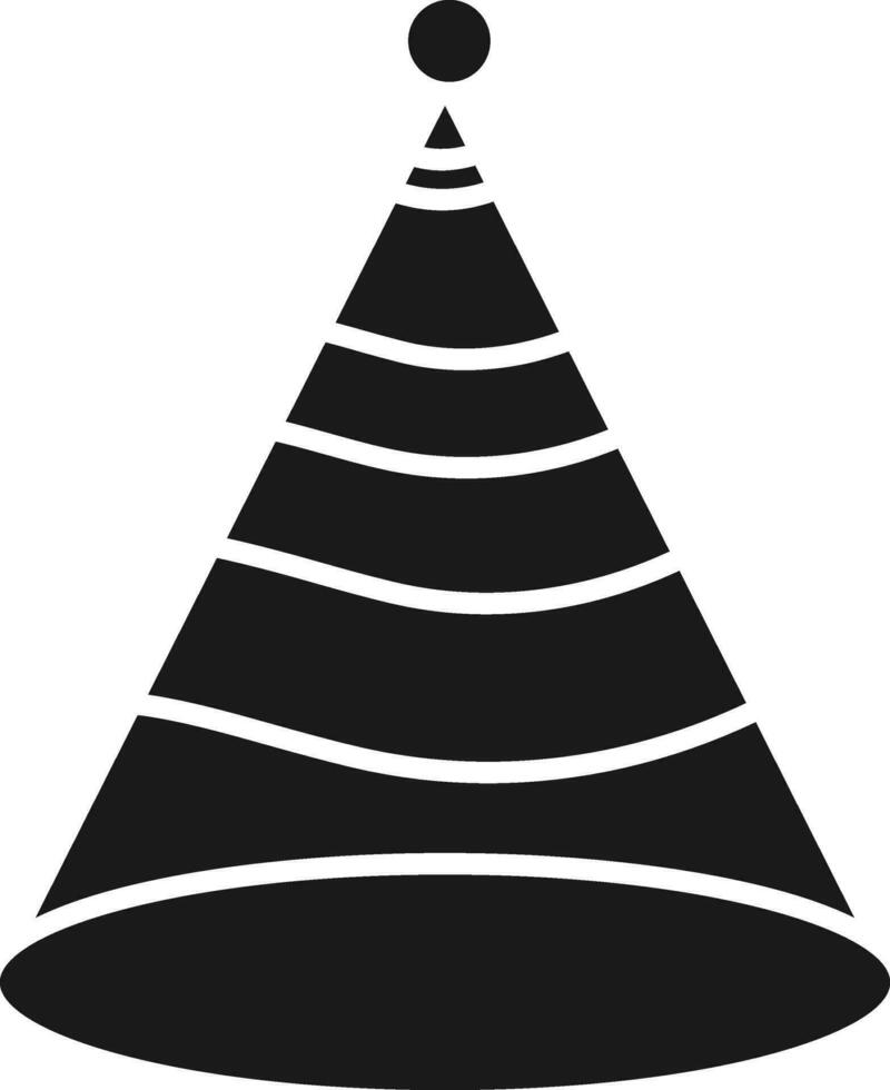 Party Hat Icon In Black and White Color. vector