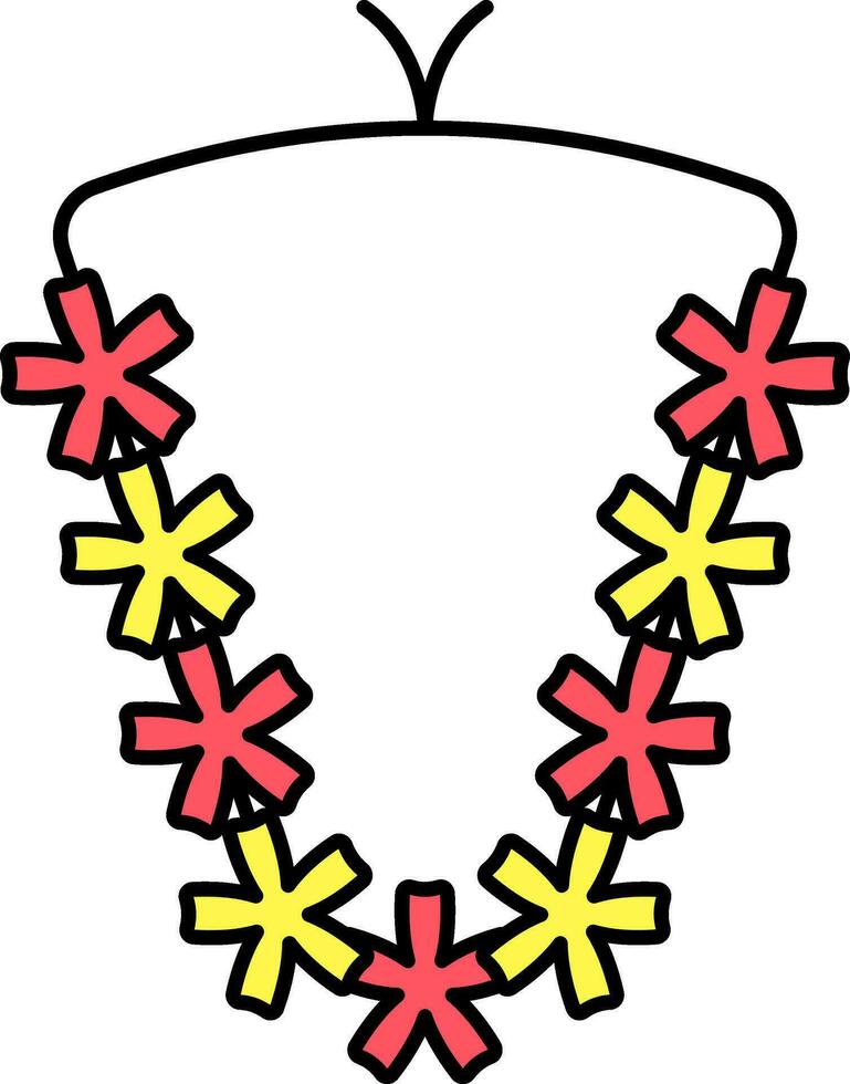 Floral Garland Icon In Red And Yellow Color. vector