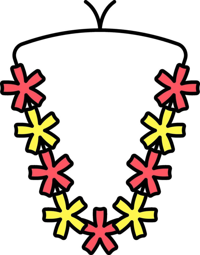 Floral Garland Icon In Red And Yellow Color. vector