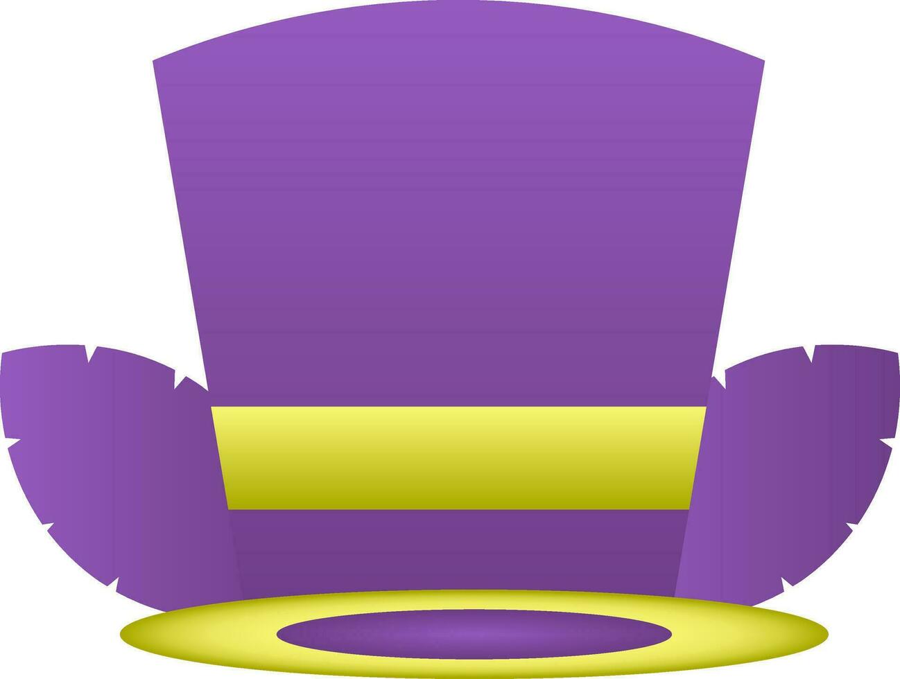 Top Hat With Feather Icon In Purple And Green Color. vector