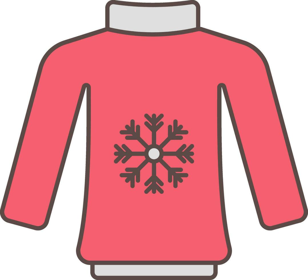 Red And Gray Color Snowflake Symbol In Sweater Icon. vector