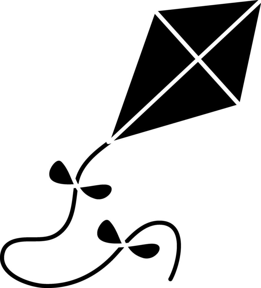 Glyph icon of kite in Black and White color. vector