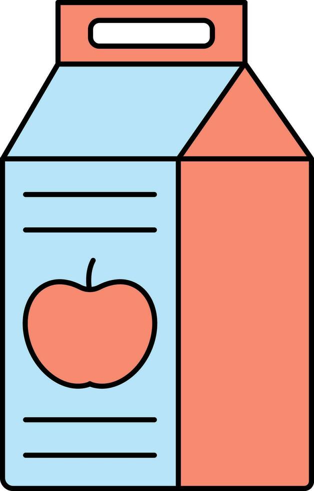 Apple Juice Tetra Pack Icon In Blue And Red Color. vector