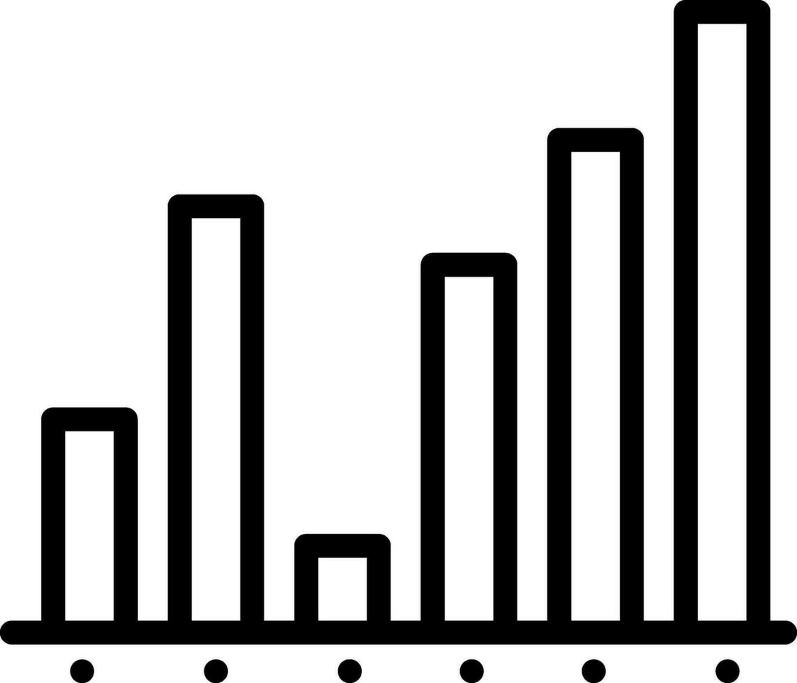 Bar Graph Icon In Black Thin Line Art. vector