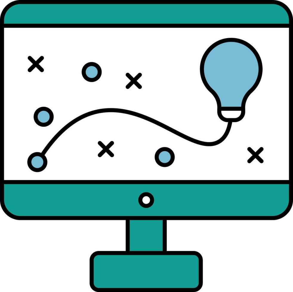 Strategy Plans in Desktop Screen Flat Style Icon. vector