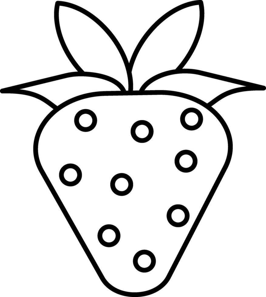 Strawberry Icon In Black Line Art. vector