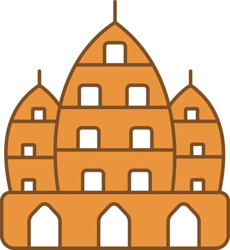 Angkor Wat Icon In Orange And White Color. vector
