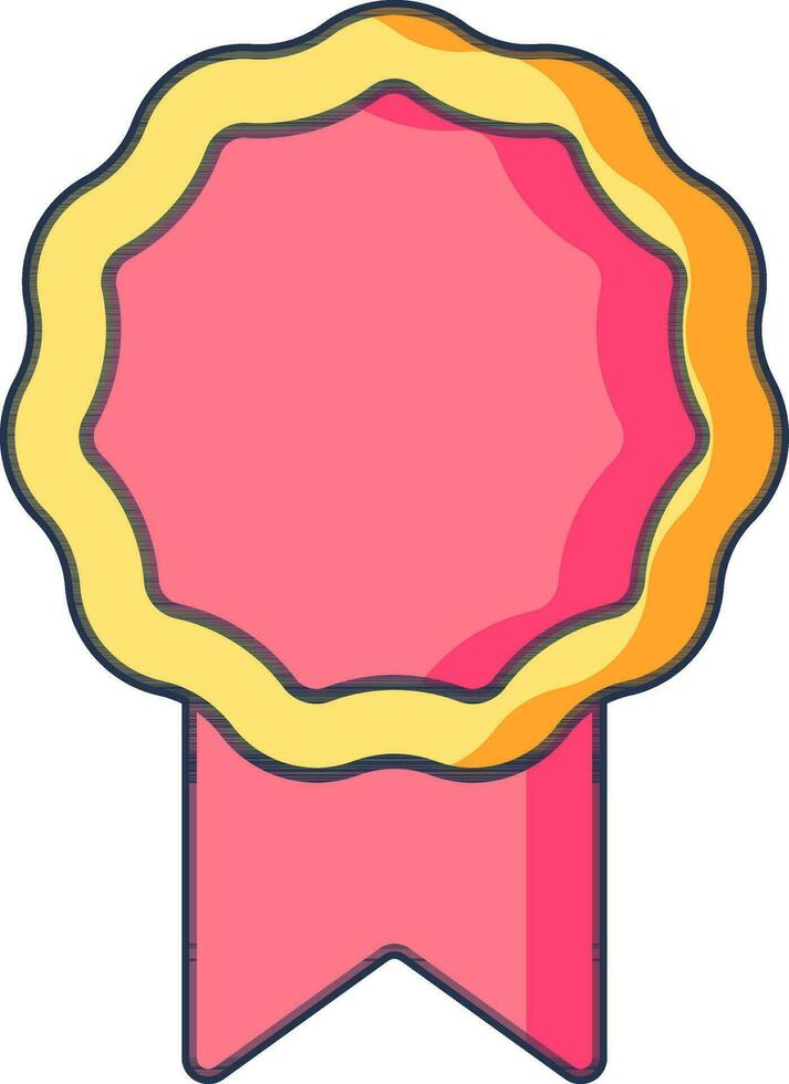Badge Icon In Pink And Yellow Color. vector