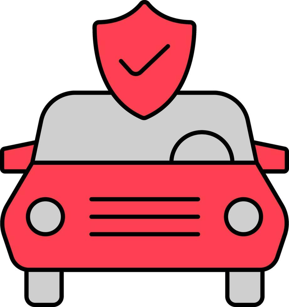 Check Car Security Or Insurance Icon In Grey And Red Color. vector