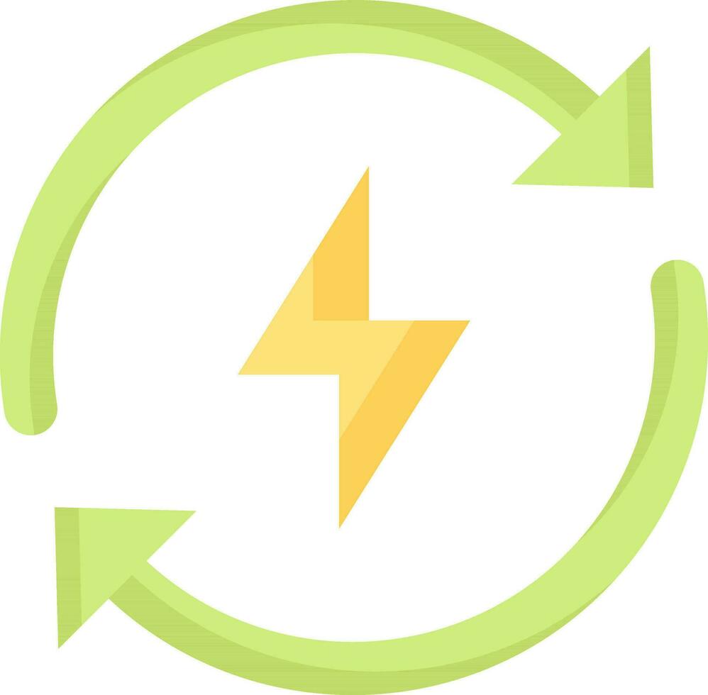 Renewable Energy Icon In Green And Yellow Color. vector