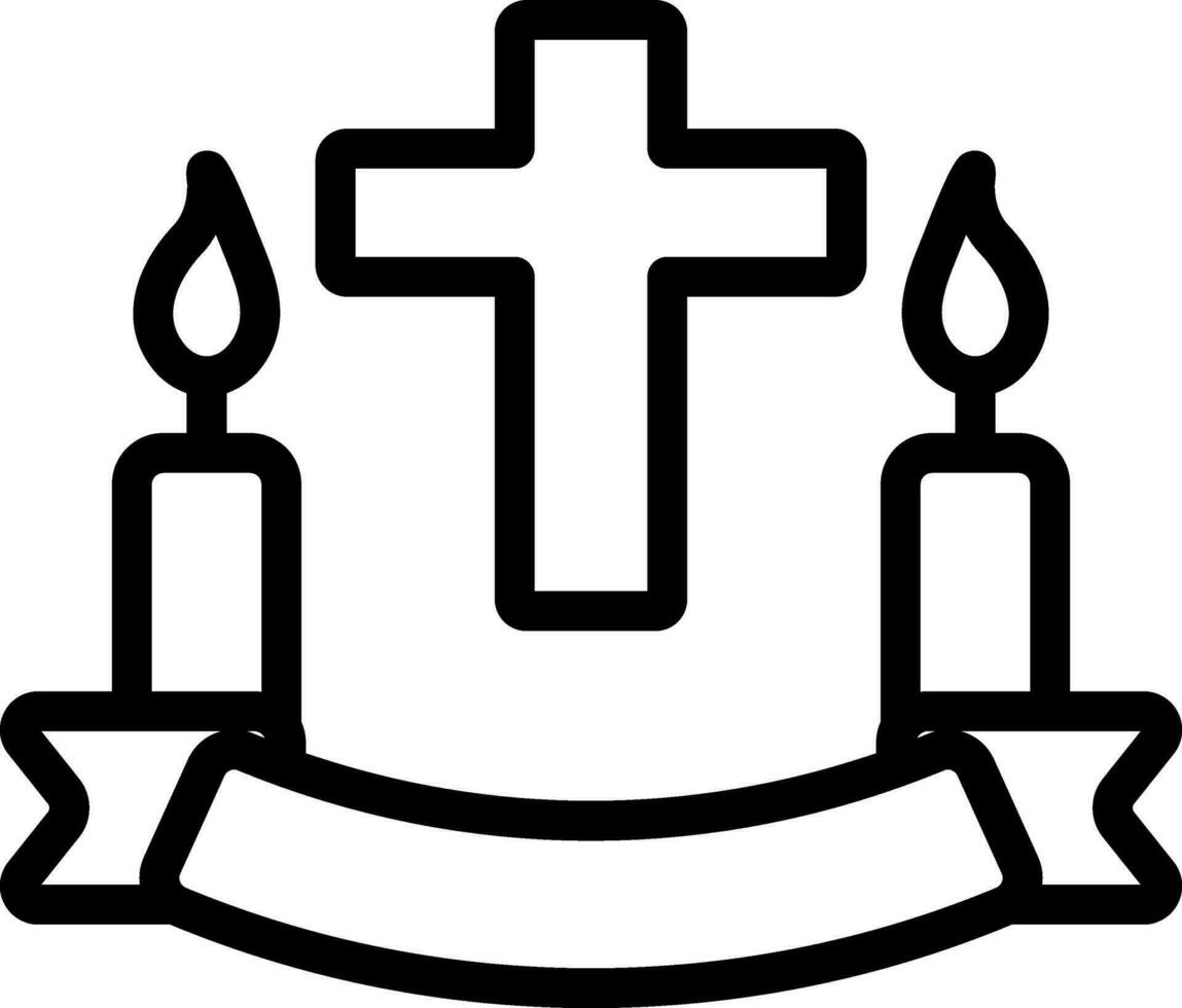 cristiano cruzar con vela icono en negro describir. vector