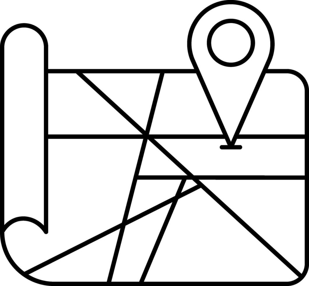 Map Navigation Icon In Black Outline. vector