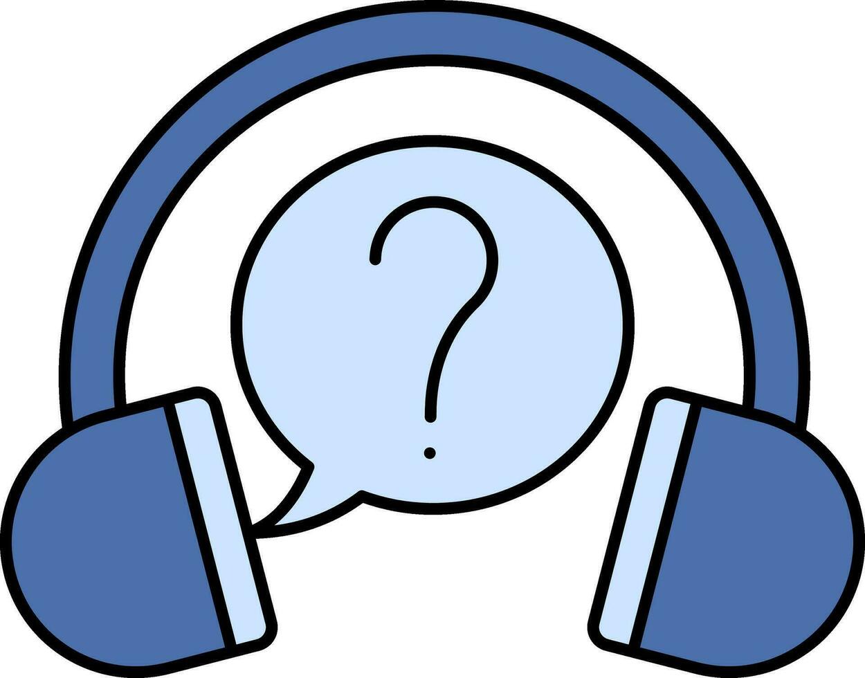 Ask Question With Headphone Icon In Blue Color. 24975012 Vector Art at