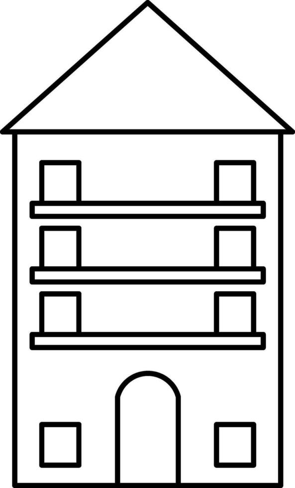 House Building Icon In Black Outline. vector