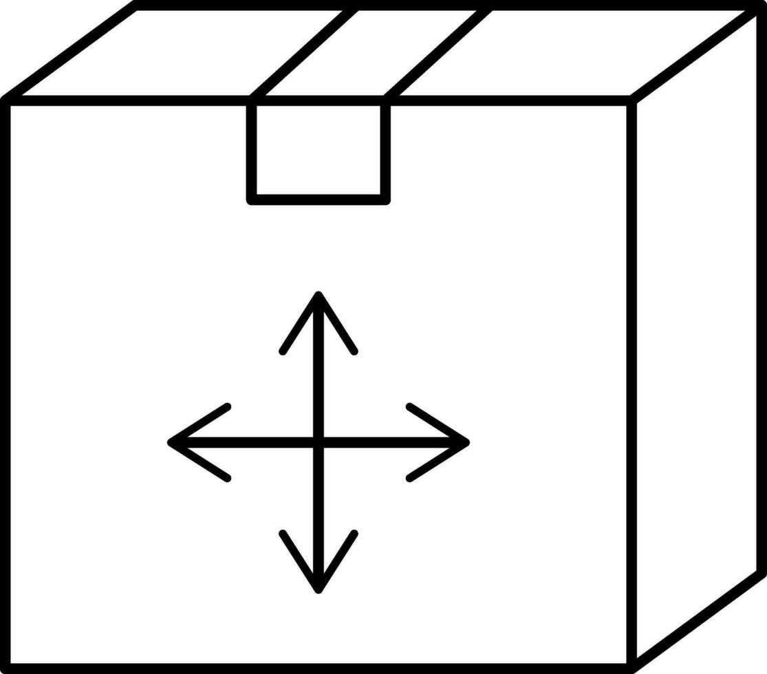 Expand Box Icon In Black Line Art. vector