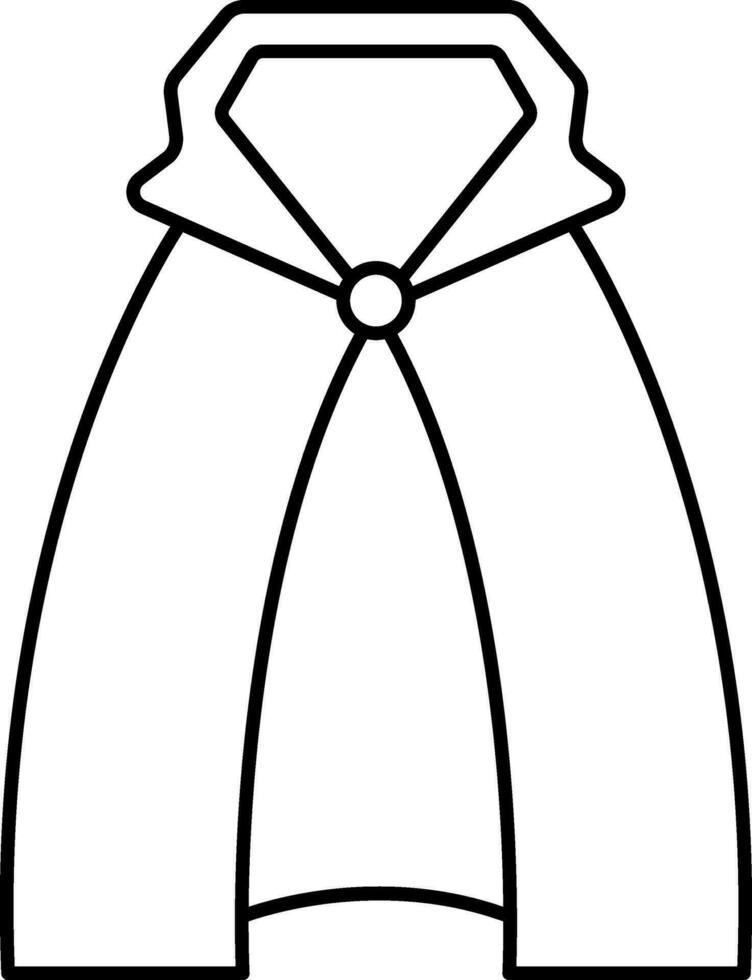 Black Color Outline Cape Icon in Flat Style. vector