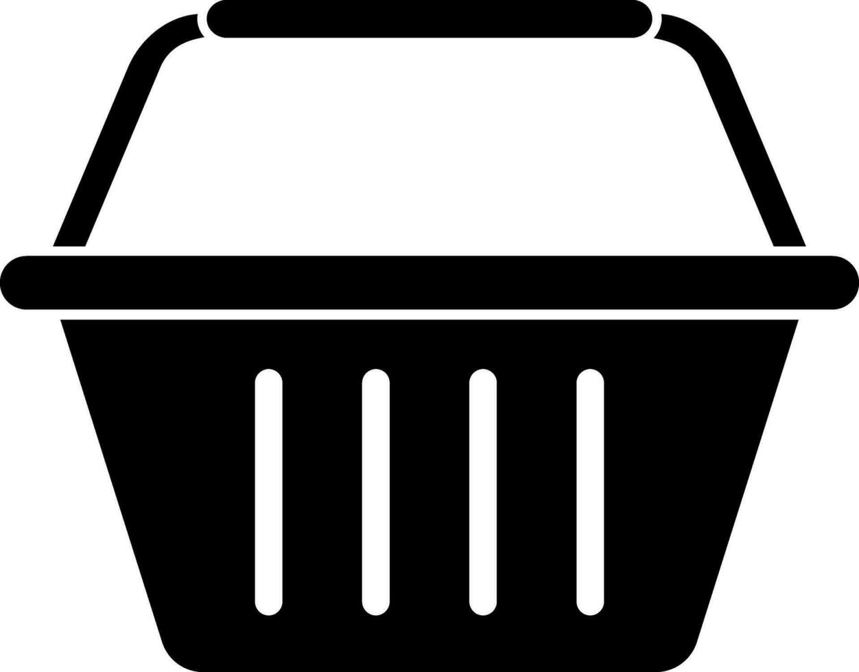 Black and White basket icon or symbol. vector