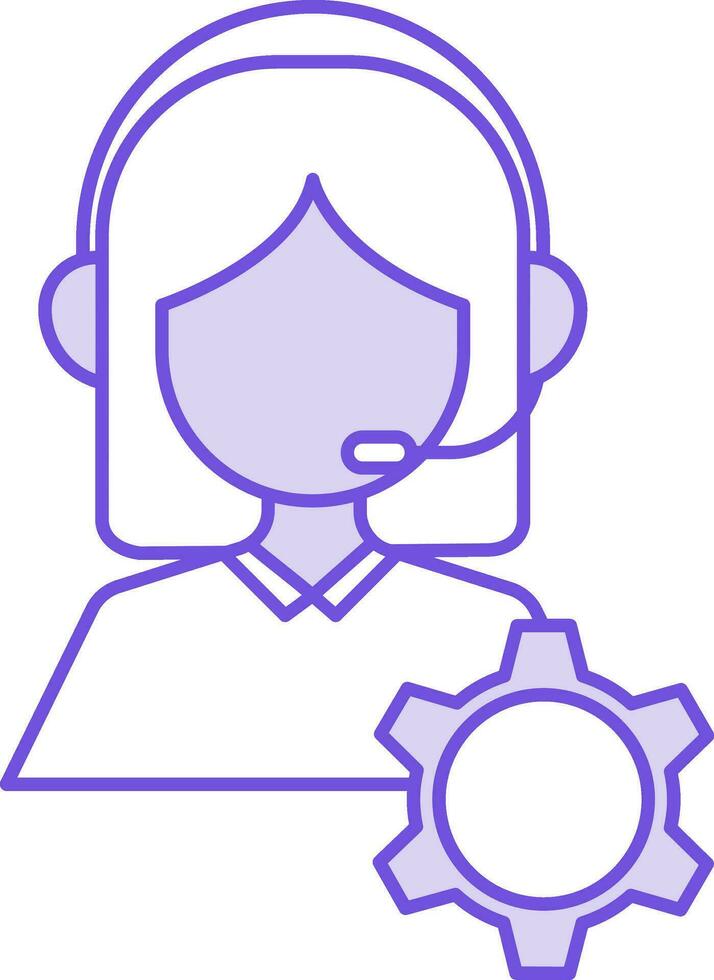 Female Customer Service Or Setup Icon In Purple And White Color. vector