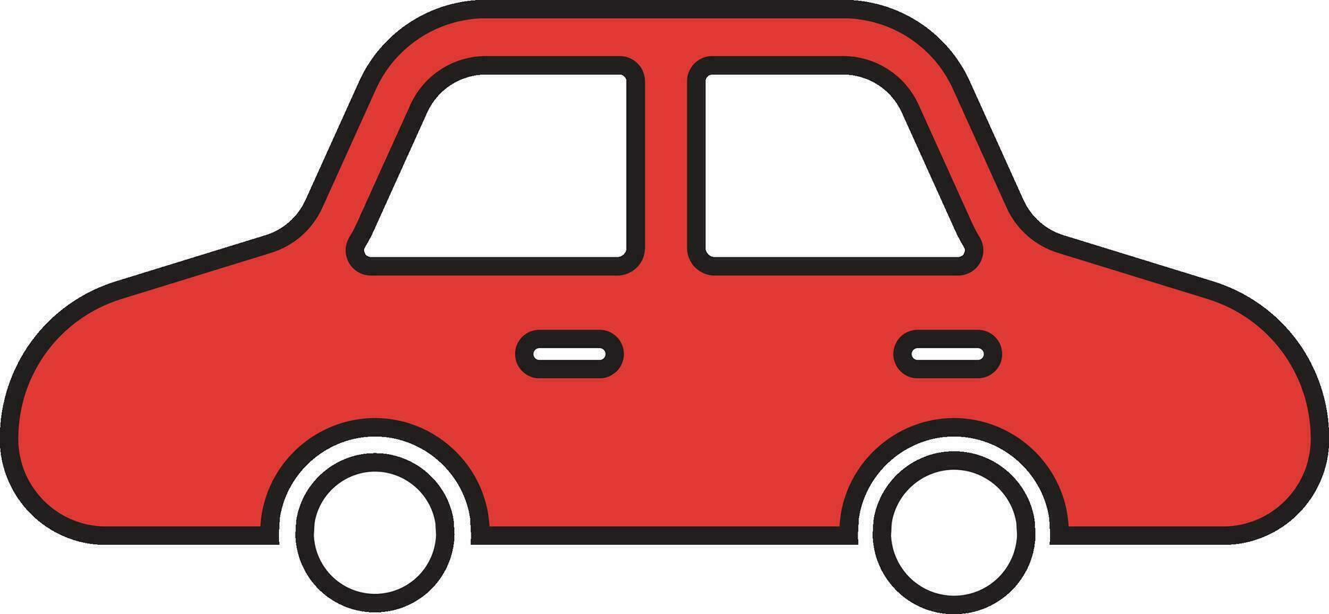Red And White Color Car Icon In Flat Style. vector