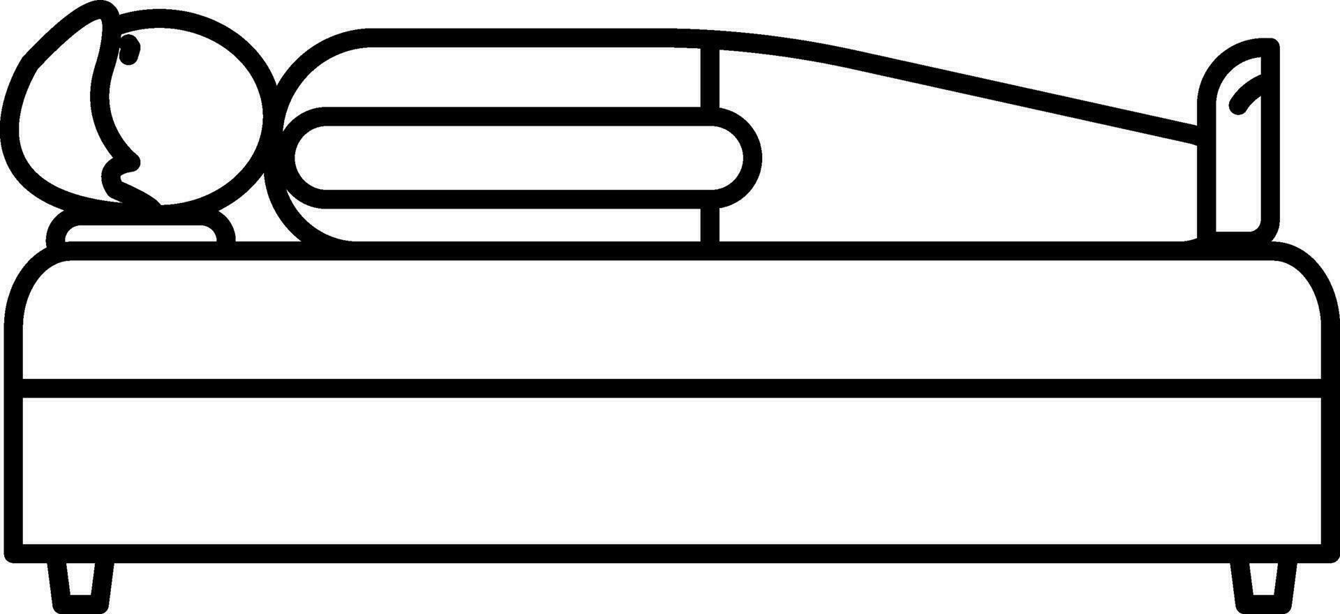 Illustration of Man Laying on Bed Icon in Line Art. vector