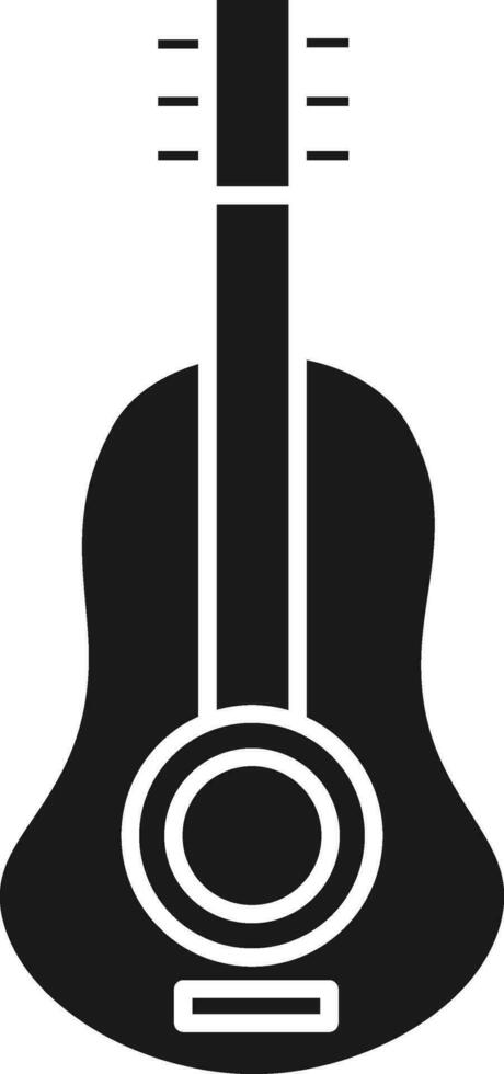 Guitar Icon In Black and White Color. vector
