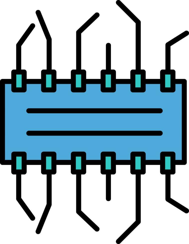 integrado circuito chip icono en azul color. vector