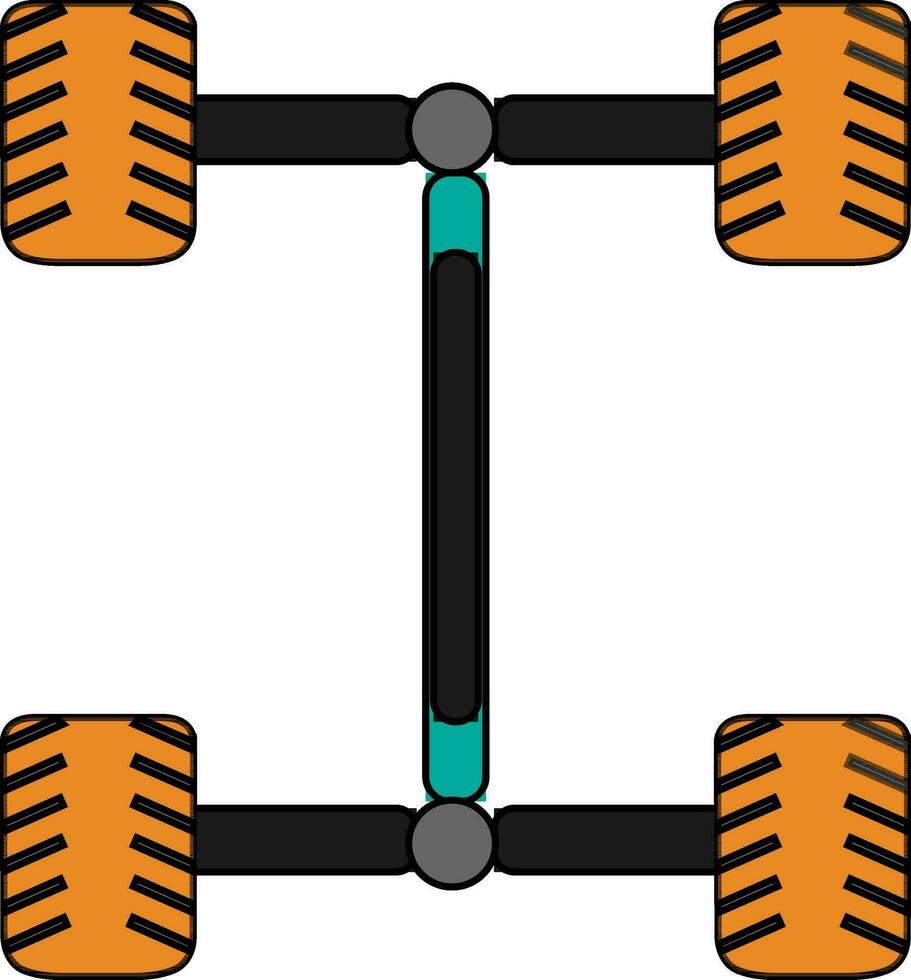 Chassis in orange and black color. vector