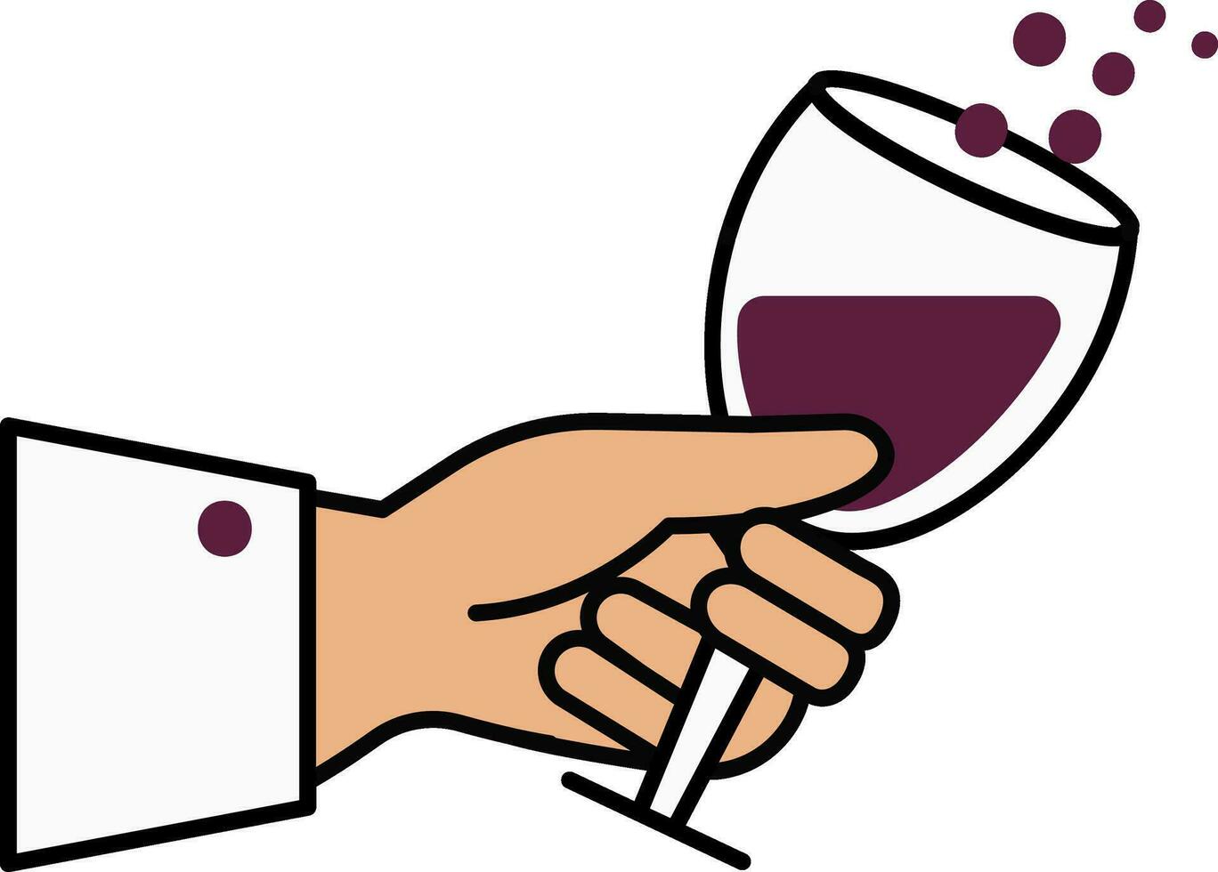 Orange And Purple Hand Holding Drink Glass Icon In Flat Style. vector