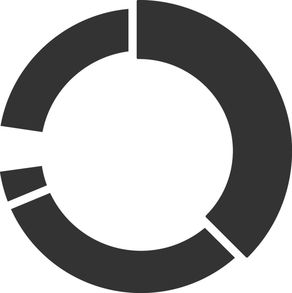 Flat Style Pie Chart Icon In Black and White Color. vector