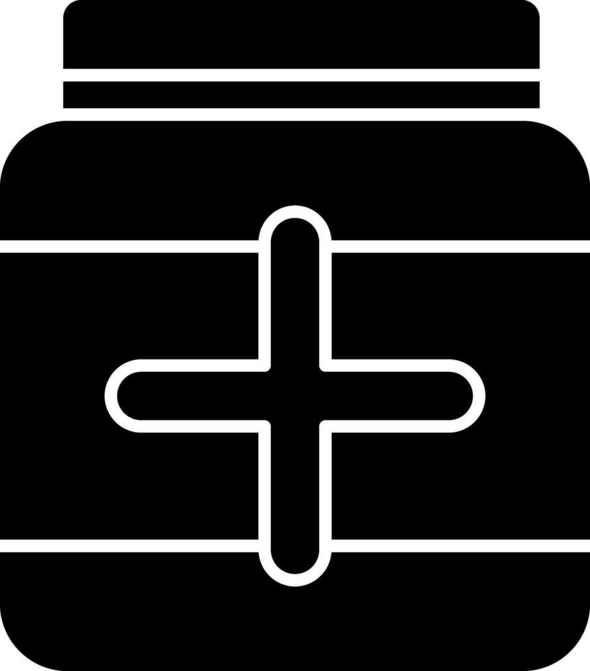 Flat style medical container icon in Black and White color. vector