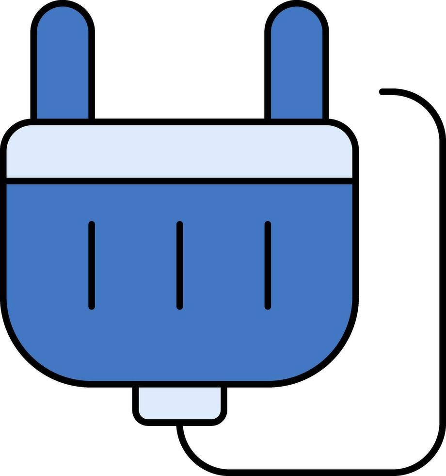 Electric Plug Icon In Blue Color. vector