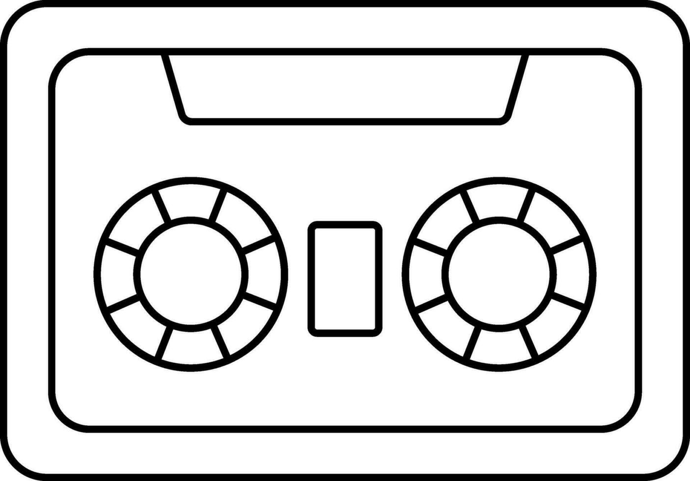 Cassette Icon In Black Line Art. vector