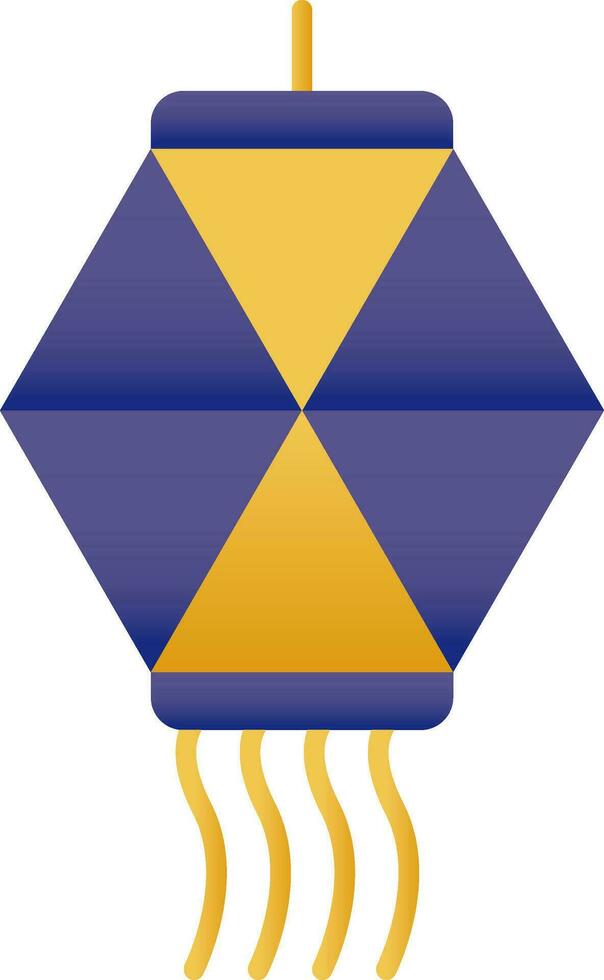 Blue And Yellow Paper Lantern Flat Icon. vector