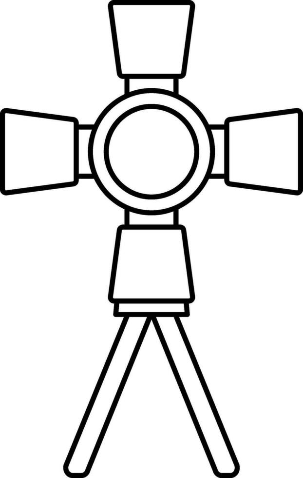 Studio Spotlight Icon In Black Line Art. vector
