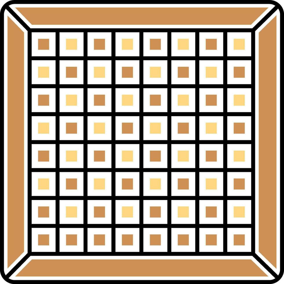 Brown And Yellow Chessboard In Flat Style. vector