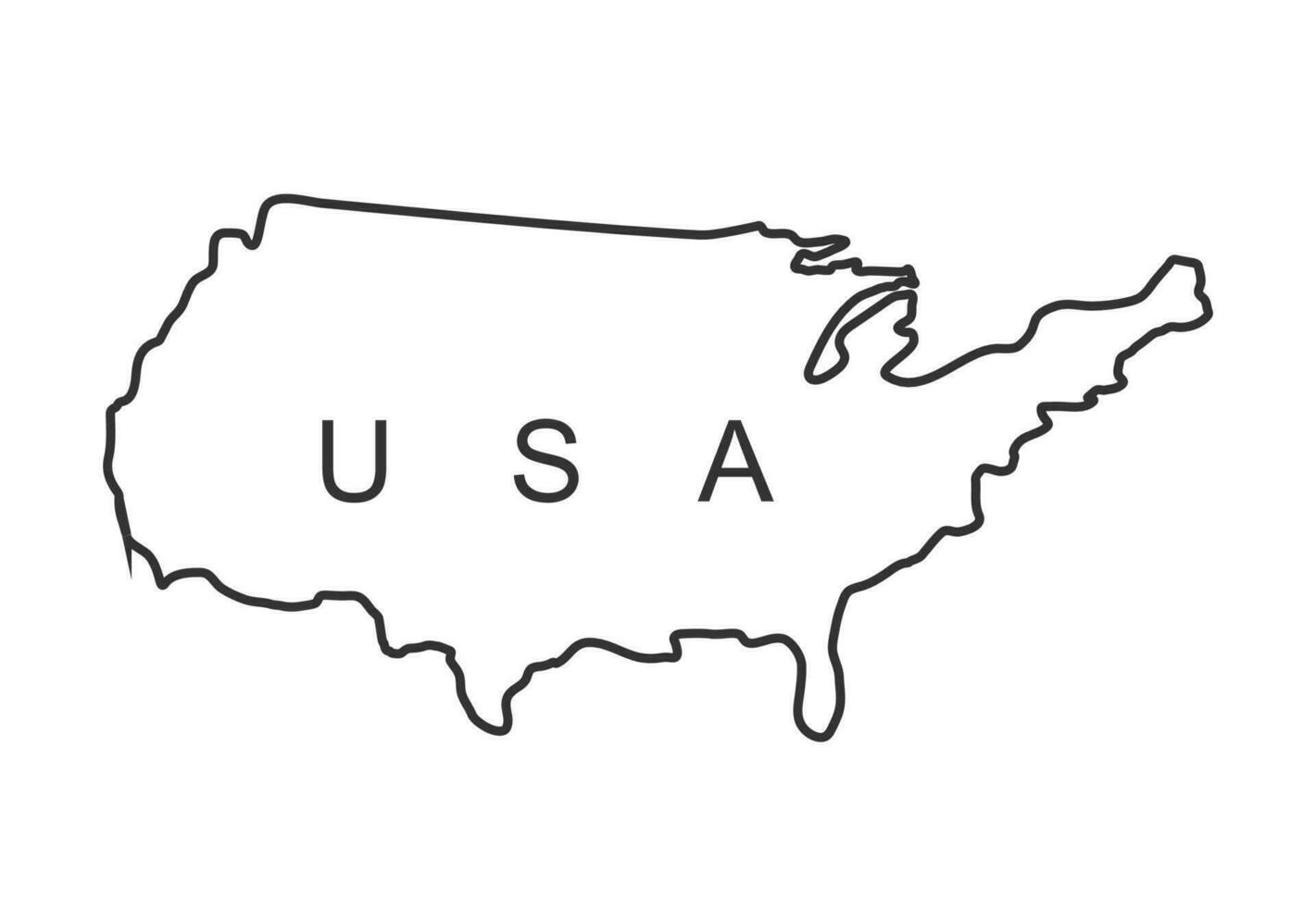 USA map. Outline of the USA in black on a white background. America. vector map