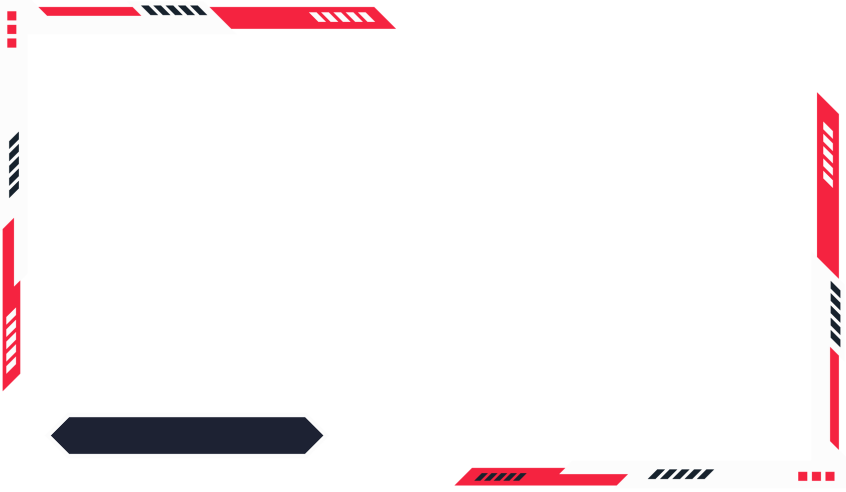 Gamer broadcast screen panel decoration with red and white colors. Futuristic gaming screen interface design for live gamers. Abstract streaming overlay and screen border template png. png