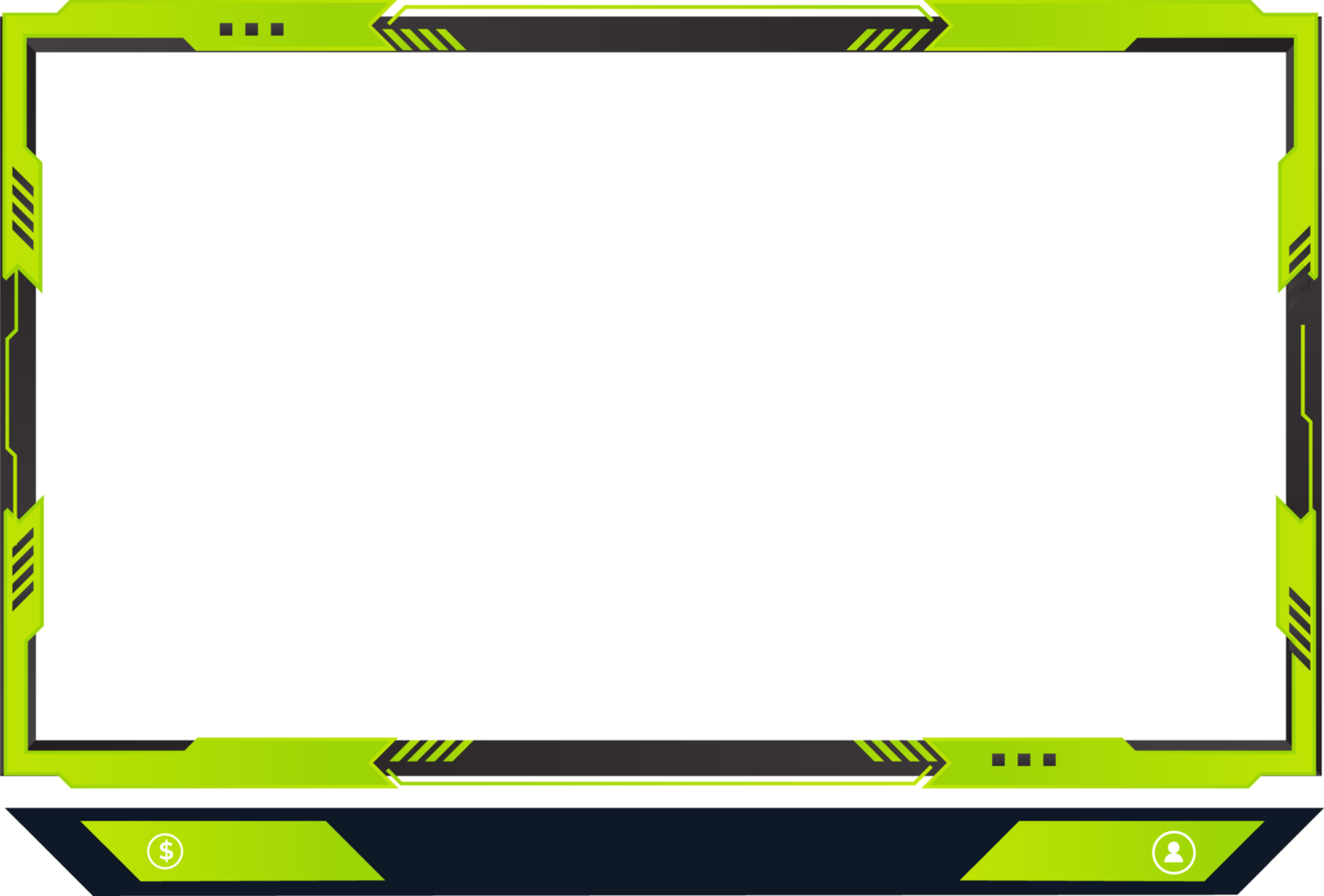 leva utsända skärm panel png med grön Färg. uppkopplad gaming ram dekoration med knappar. leva strömning täcka över png med off-line skärm. trogen skärm gräns design för uppkopplad spelare.