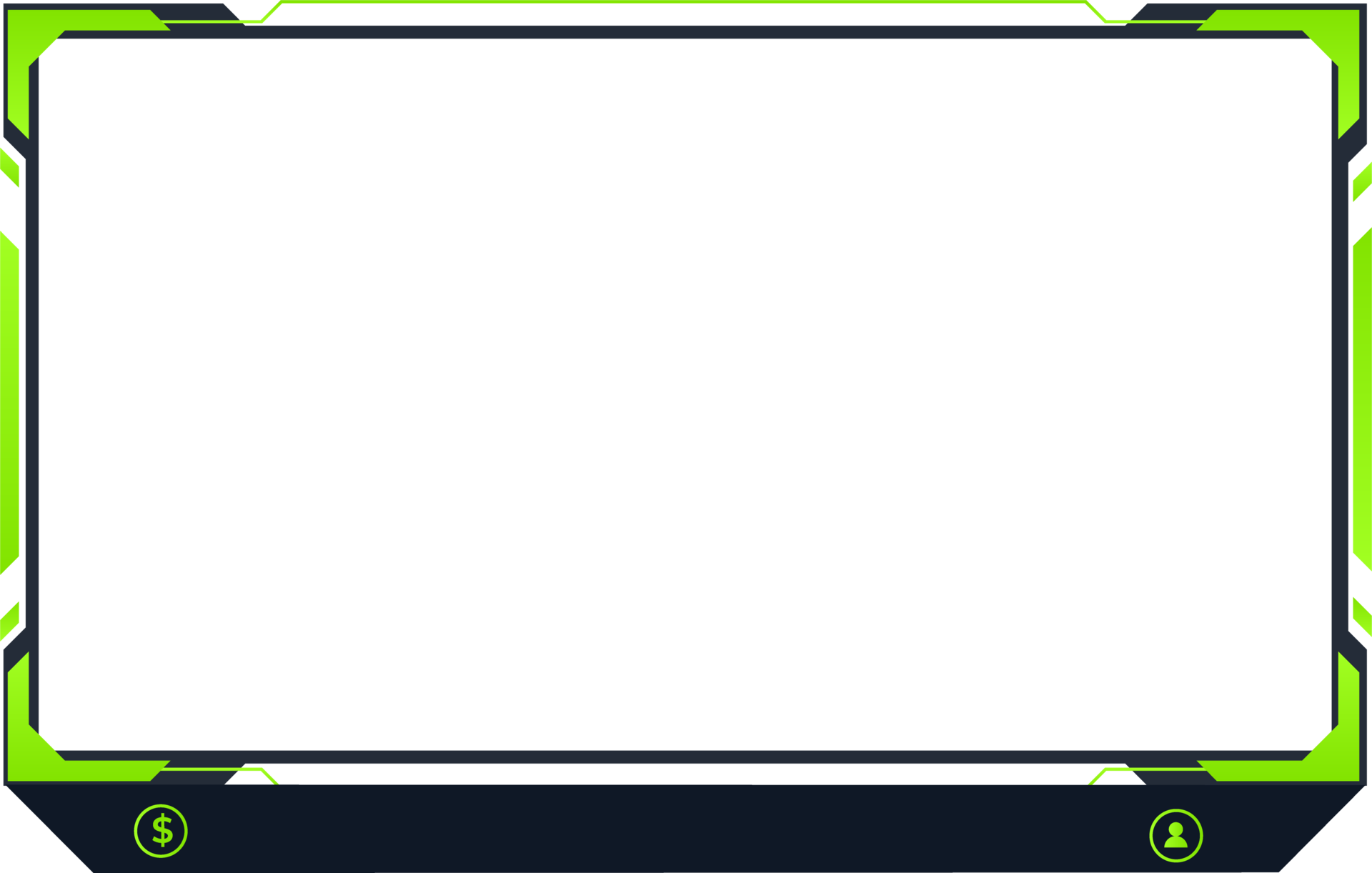 Video display and streaming frame decoration with green and dark colors