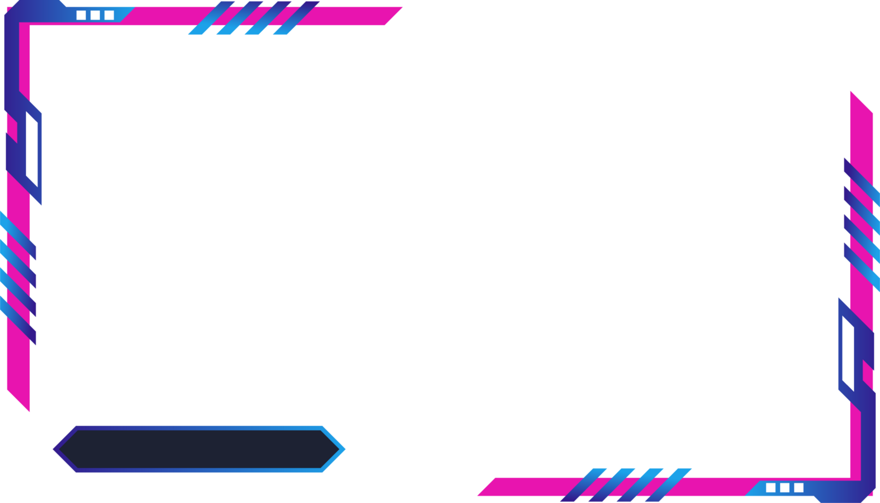 Simple futuristic gaming screen panel png with abstract shapes. Online game streaming overlay and user interface design with pink and blue colors. Metallic gaming overlay panel png.
