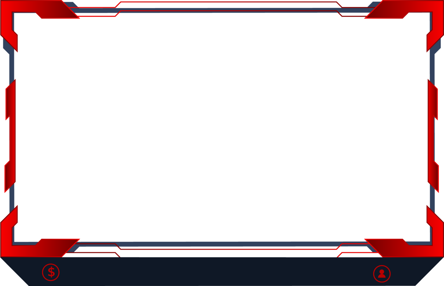 Digital live streaming overlay decoration with dark red color