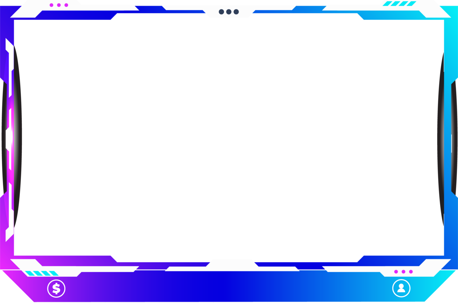 Online gaming overlay design with white and blue color shades. Streaming button decoration for gamers with an offline screen. Modern live stream overlay design element png. png