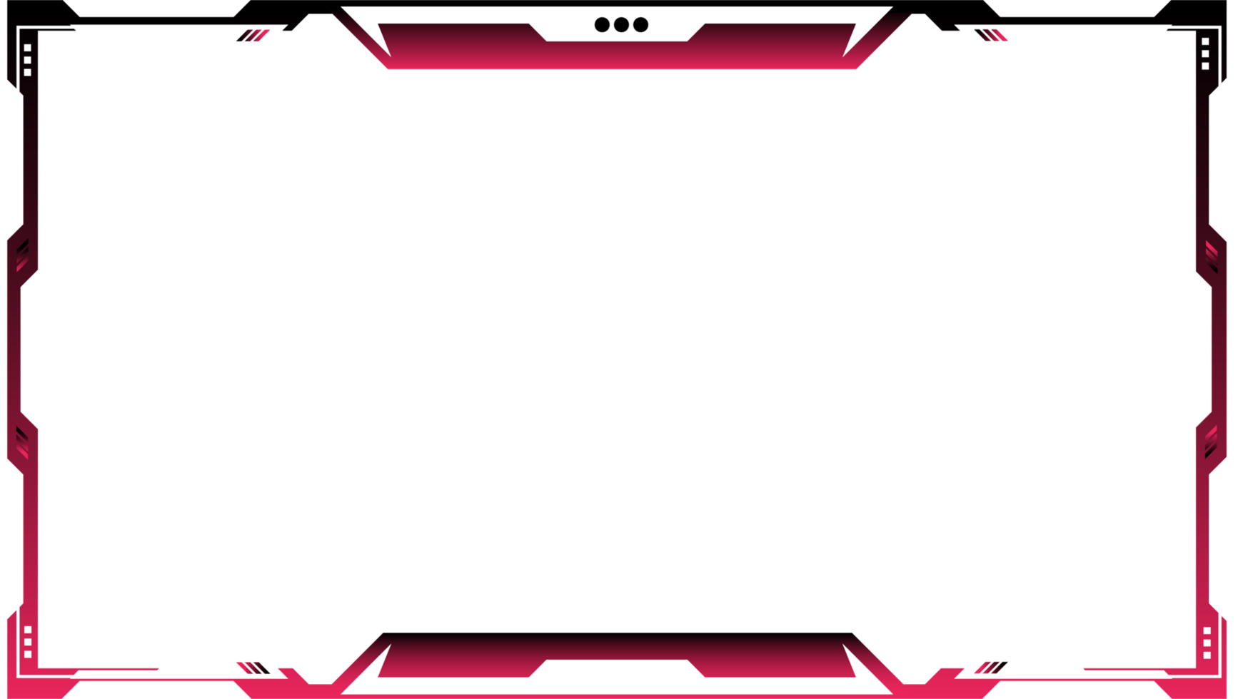 Futuristic gaming overlay png with creative shapes. Live streaming overlay design with red and white color shapes. Streaming overlay frame and screen interface decoration for online gamers.