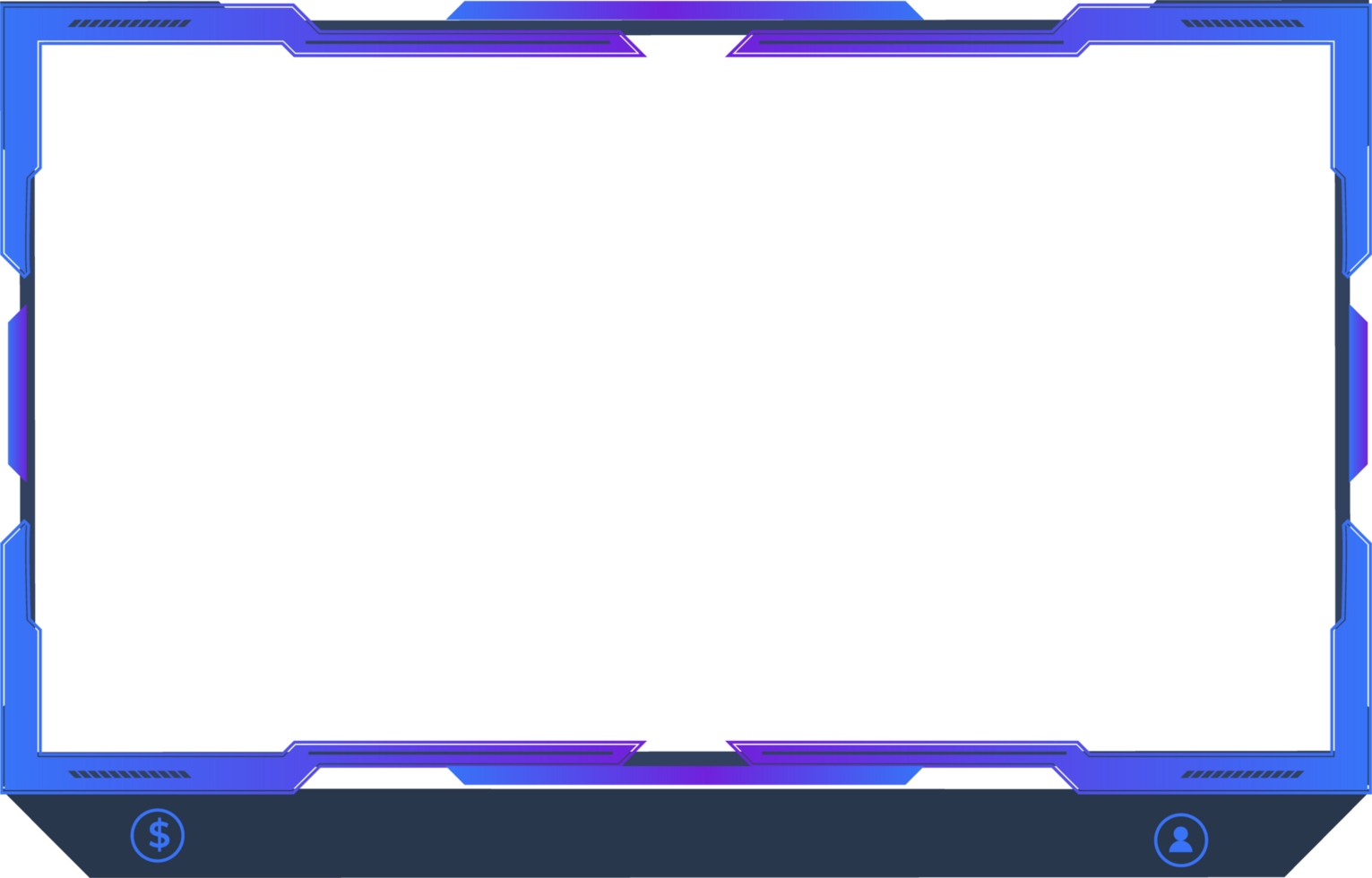 Online user interface design with dark blue color. Simple gaming screen panel and overlay design with offline screen png. Live streaming overlay and the broadcast border with abstract shapes. png